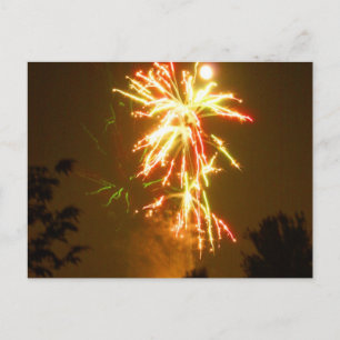 Vuurwerk onder de Volledige Maan Briefkaart