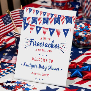 Vuurwerk Onderweg! 4 juli Baby Shower Reclamebord Met Voetstuk