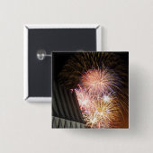Vuurwerk ontploft vierkante button 5,1 cm (Voorkant /achterkant)