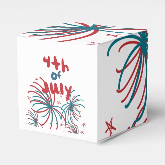 Vuurwerk op 4 juli Stars BBQ Birthday Bedankdoosjes (Voorkant Zijde)