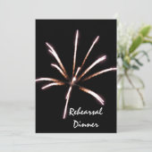 Vuurwerk op Black Summer Wedding Rehearsal Kaart (Staand voorkant)
