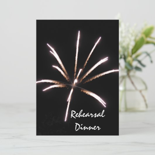 Vuurwerk op Black Summer Wedding Rehearsal Kaart (Staand voorkant)