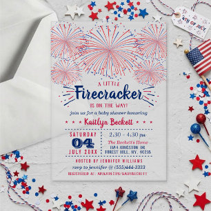 Vuurwerk op komst! 4 juli baby shower acryl uitnodigingen
