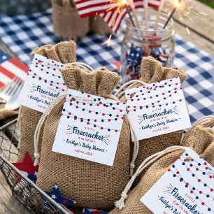 Vuurwerk op komst! 4 juli baby shower bedankjes labels