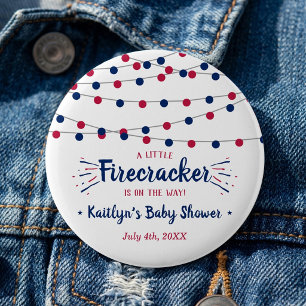 Vuurwerk op komst! 4 juli baby shower ronde button 5,7 cm