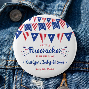 Vuurwerk op komst! 4 juli baby shower ronde button 5,7 cm