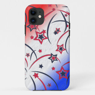 Vuurwerk op Rood Wit Blauw iPhone 11 Hoesje