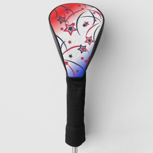 Vuurwerk op Rood Wit Blauw Golfheadcover (Voorkant)