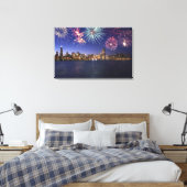 Vuurwerk over Chicago skyline 2 Canvas Afdruk (Insitu (Slaapkamer))