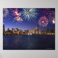 Vuurwerk over Chicago skyline 2