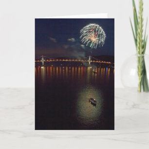 Vuurwerk over de Hudson-rivier Feestdagen Kaart