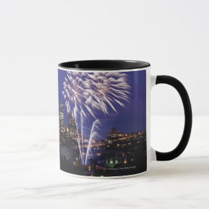 Vuurwerk over de stad mok