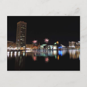Vuurwerk over het centrum van Baltimore Briefkaart