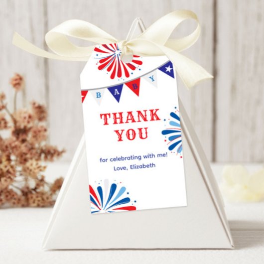 Vuurwerk Patriottisch Baby shower Cadeaulabel