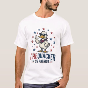 Vuurwerk Patriottische Eend Vintage T-shirt Ontwer