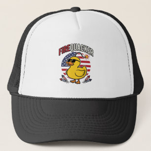 Vuurwerk Patriottische Eend Vuurwerk Vectorontwerp Trucker Pet