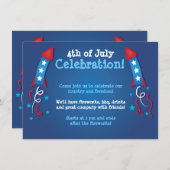 Vuurwerk Rocket 4 juli uitnodiging (Voorkant / Achterkant)