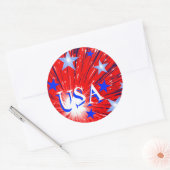 Vuurwerk Rood Wit Blauw 'USA' sticker (Envelop)