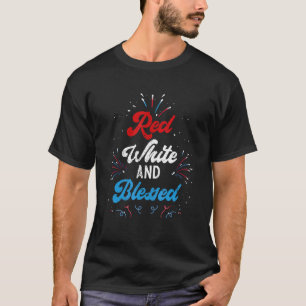 Vuurwerk Rood Wit Gezegend Trots Amerikaans Usa 4e T-shirt