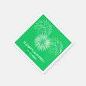 Vuurwerk, Smaragdgroene Achtergrond, het Monogram Servetten (Hoek)