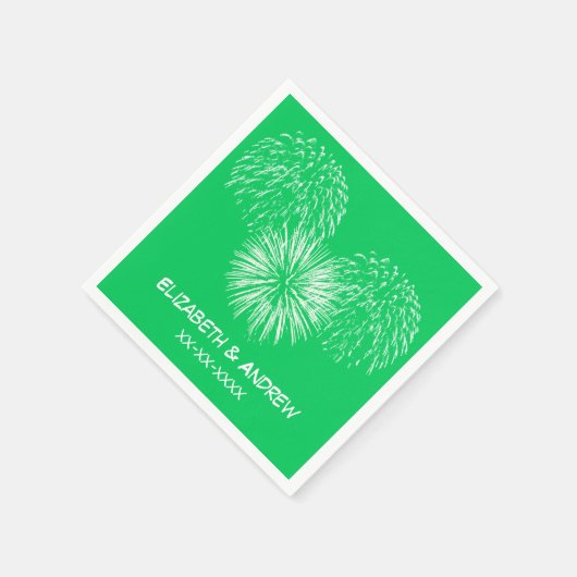 Vuurwerk, Smaragdgroene Achtergrond, het Monogram Servetten (Hoek)
