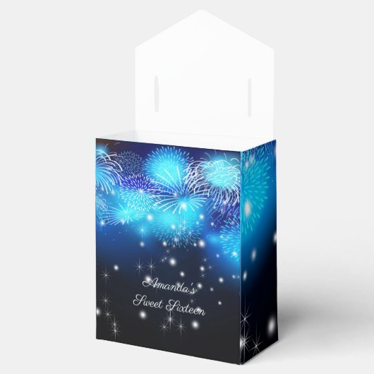 Vuurwerk, Sparkle, Blauw, Lief Zestien, Bedankdoosjes (Geopend)