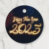 Vuurwerk sprankelend Gelukkig Nieuwjaar 2025 Bedankjes Labels (Achterkant)
