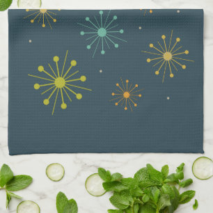 Vuurwerk Starbursts Donkerblauw Midden-Eeuw Theedoek