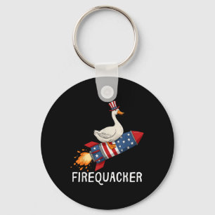 Vuurwerk T-shirt, Grappige Gans 4 juli T-shirt Sleutelhanger
