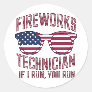 Vuurwerk Technicus 4 Juli Grappig Nederland Ronde Sticker