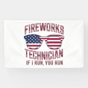 Vuurwerk technicus 4 juli grappig Nederland Spandoek