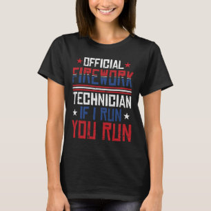 Vuurwerk technicus 4 juli Grappig Usa Pyro-tec T-shirt