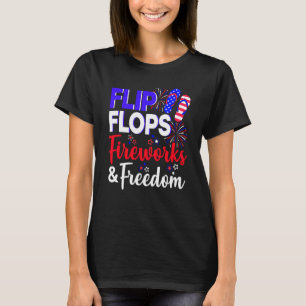Vuurwerk teenslippers Vuurwerk Vlag V.S. Vlag 4 ju T-shirt