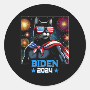 Vuurwerk US President Biden 2024 Black Cat Ronde Sticker