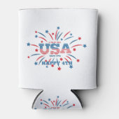 Vuurwerk USA Patriottisch Rood Wit Blauw Blikjeskoeler (Voorkant)