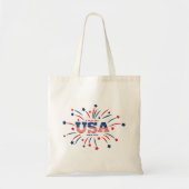 Vuurwerk USA Patriottisch Rood Wit Blauw Tote Bag (Voorkant)