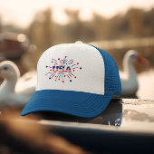 Vuurwerk USA Patriottisch Rood Wit Blauw Trucker Pet