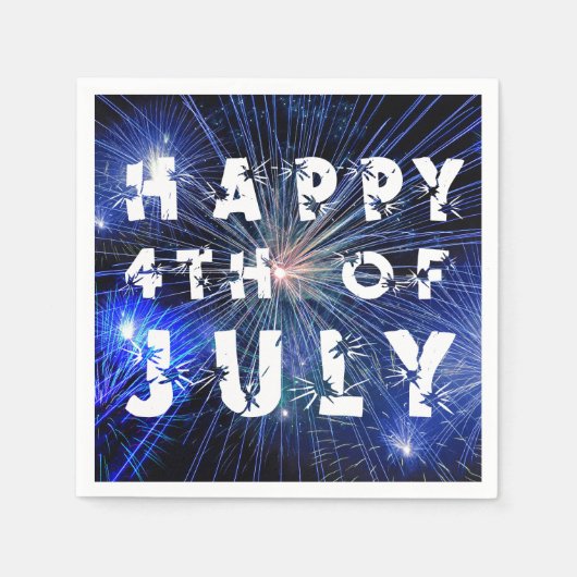 Vuurwerk van 4 juli in Blue Hue Happy 4th Servetten (Voorkant)