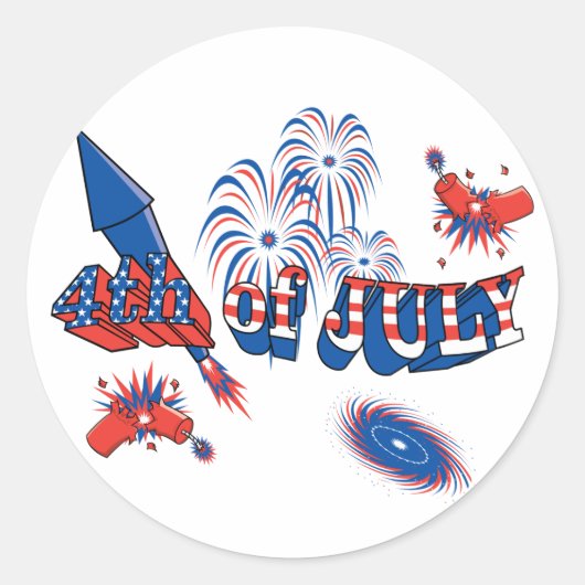 Vuurwerk van 4 juli ronde sticker (Voorkant)