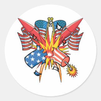 Vuurwerk van 4 juli ronde sticker