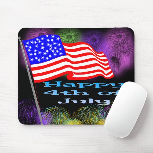 Vuurwerk van de vlag op 4 juli muismat (Met muis)