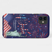vuurwerk vierde juli met het vrijheidsbeeld Case-Mate iPhone case (Achterkant (horizontaal))