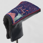 vuurwerk vierde juli met het vrijheidsbeeld golfheadcover (3/4 voorkant)