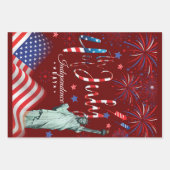 vuurwerk vierde juli met het vrijheidsbeeld inpakpapier vel (Voorkant 3)