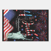 vuurwerk vierde juli met het vrijheidsbeeld inpakpapier vel (Voorkant 2)