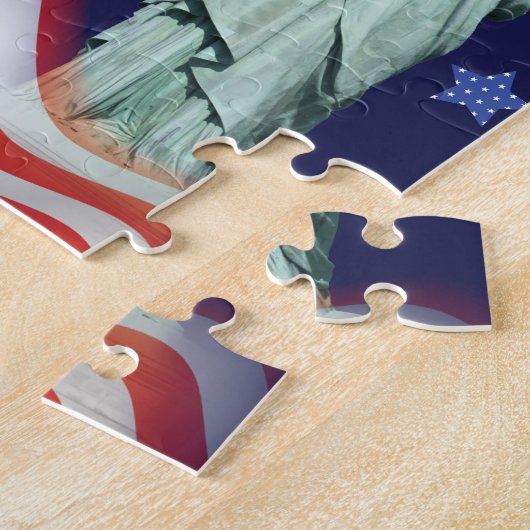 vuurwerk vierde juli met het vrijheidsbeeld legpuzzel (Zijkant)