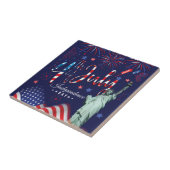 vuurwerk vierde juli met het vrijheidsbeeld tegeltje (Zijkant)
