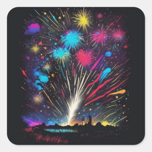 vuurwerk | Vierde juli Onafhankelijkheidsdag Vierkante Sticker (Voorkant)
