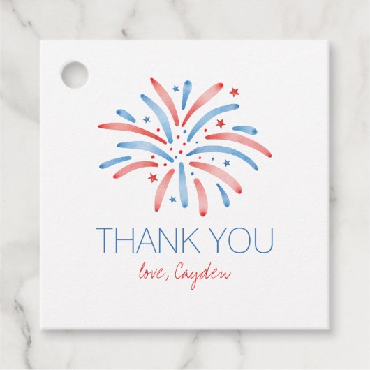 Vuurwerk Vierde juli Verjaardag Bedankjes Labels (Voorkant)