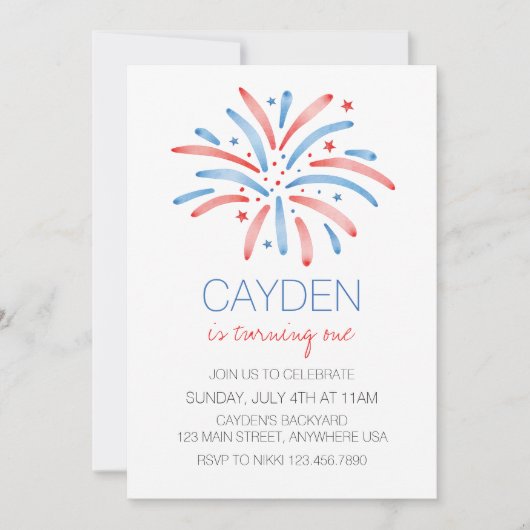 Vuurwerk Vierde juli Verjaardag Kaart (Voorkant)